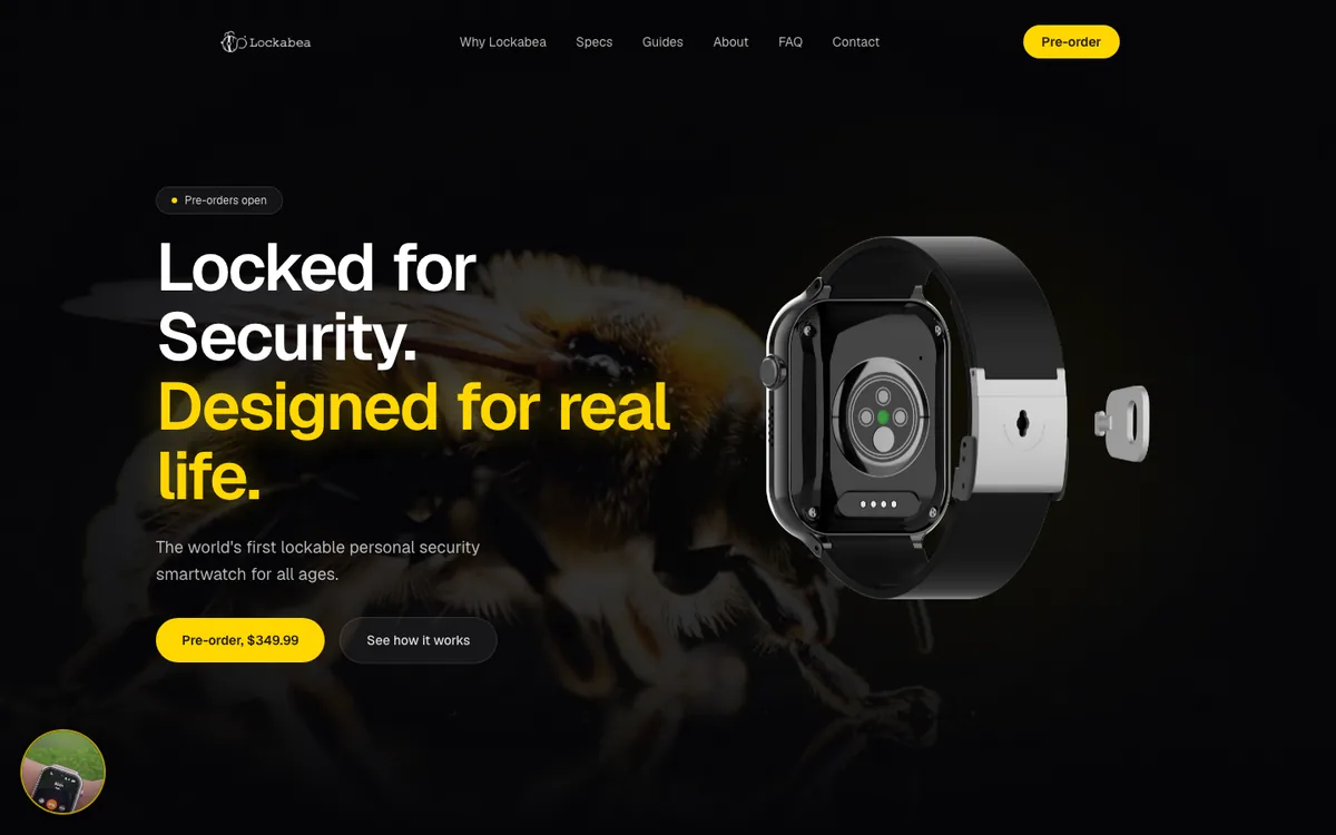 Lockabea: screenshot of the live site